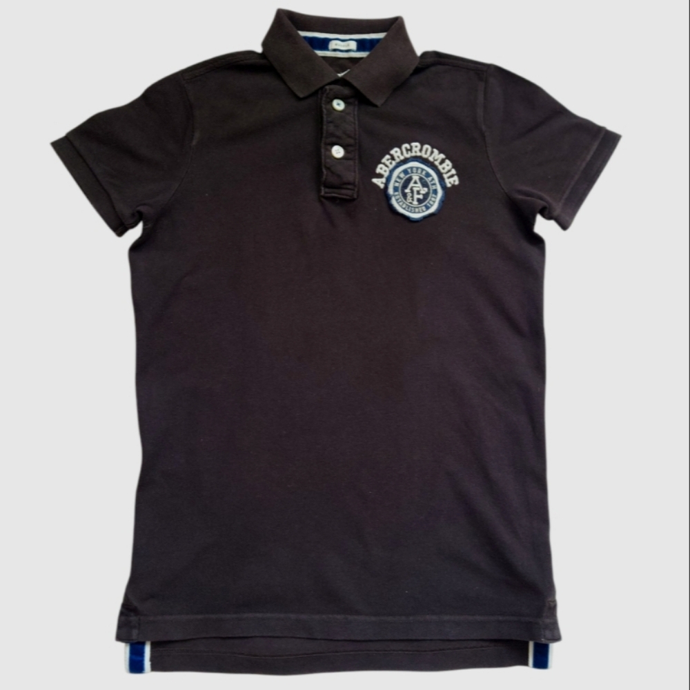 Abercrombie & Fitch Men's Muscle Pique Cotton Polo Shirt Dark Brown Size S